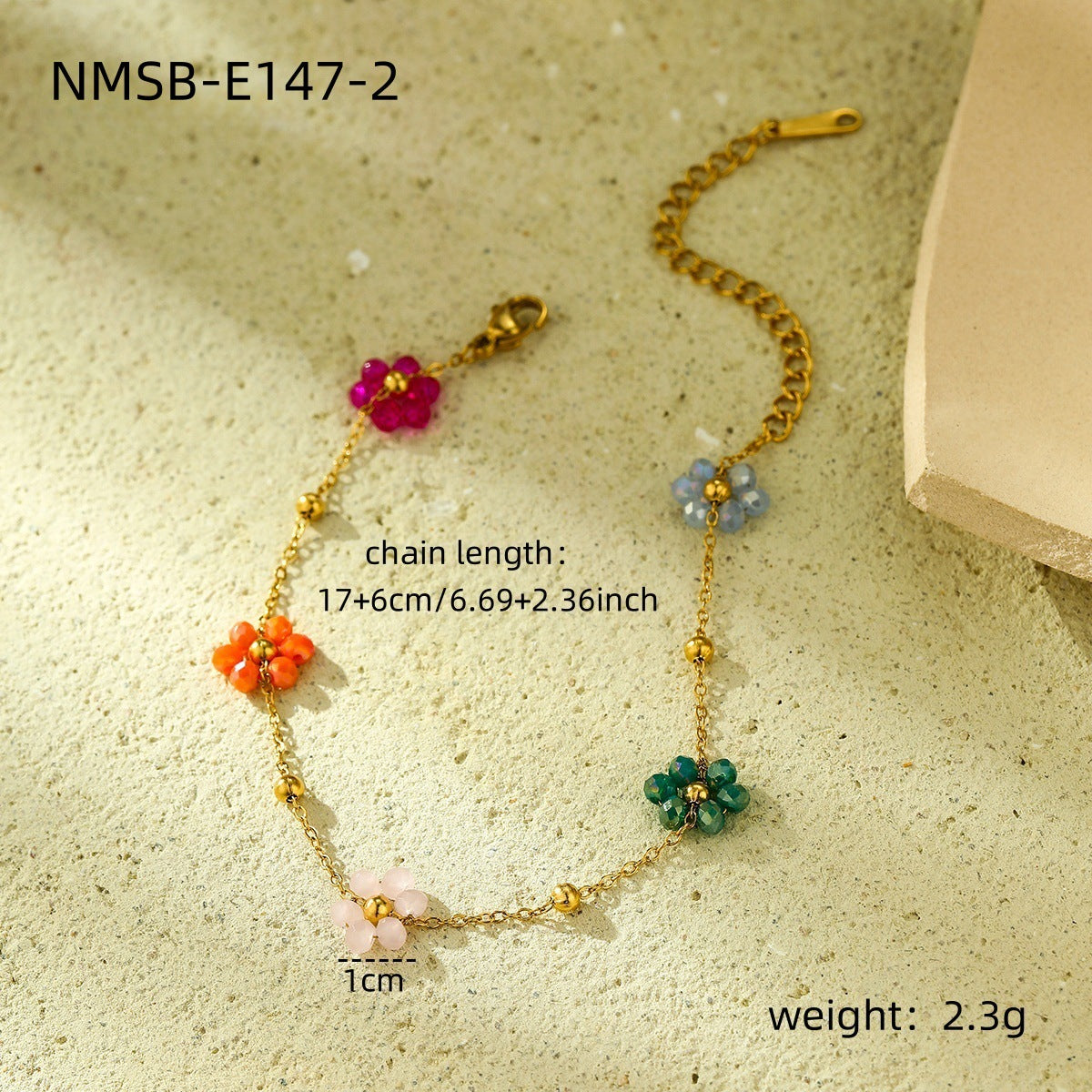 Collana in acciaio inossidabile da donna con design floreale naturale e perle di cristallo colorate, gioielli estivi semplici e alla moda