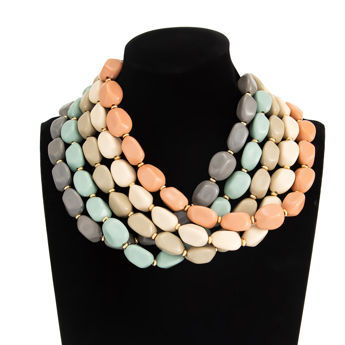 Vintage Geometric Acrylic Beaded Necklace for Women