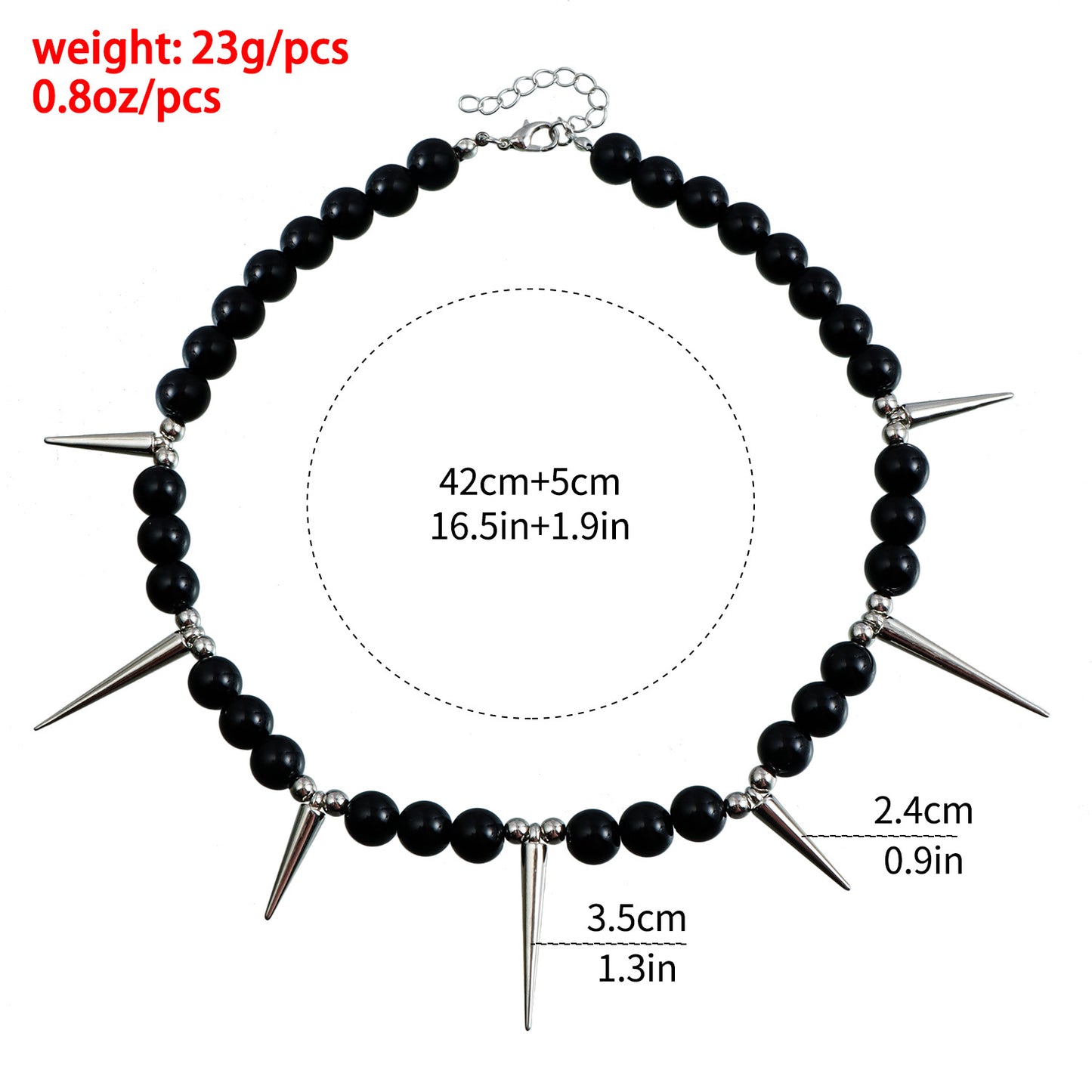 Punk Gothic U-Shaped Geometric Choker Necklace with Black Pearl Pendant and Plated Alloy Chain