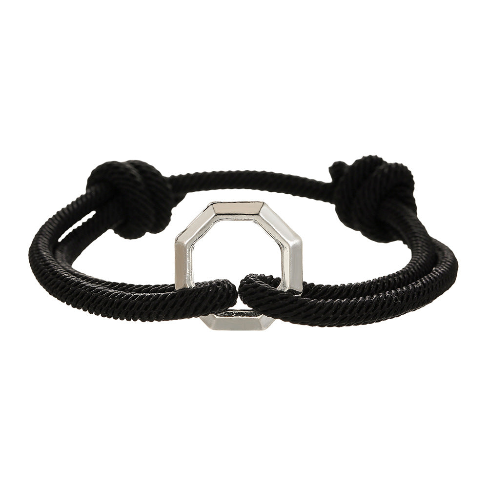Minimalist Geometric Alloy Bracelet Unisex Adjustable Woven Hand Rope