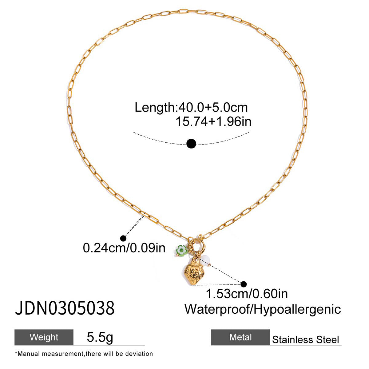 Collana con Pendente Fragola Geometrica in Acciaio Inossidabile con Dettagli in Acciaio al Titanio e Finitura Elettroplaccata da Donna