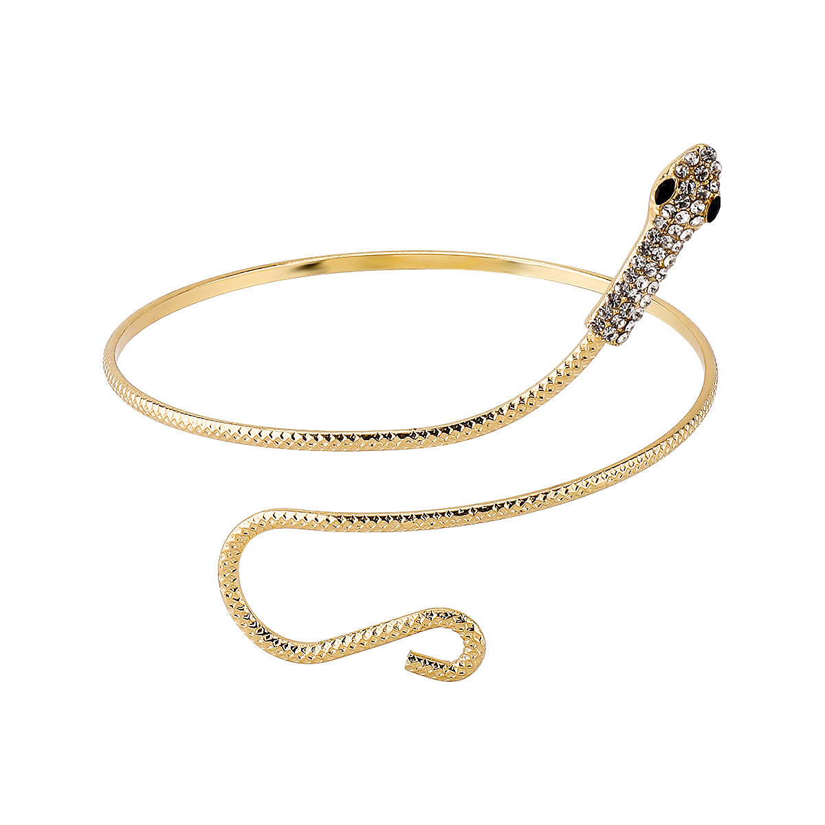 Pulsera rígida retorcida geométrica para mujer con incrustaciones de diamantes de imitación y acabado chapado