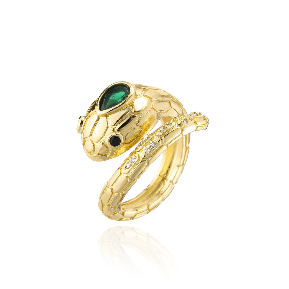 Punk Style Geometric Copper Ring with 18K Gold Plating for Women
