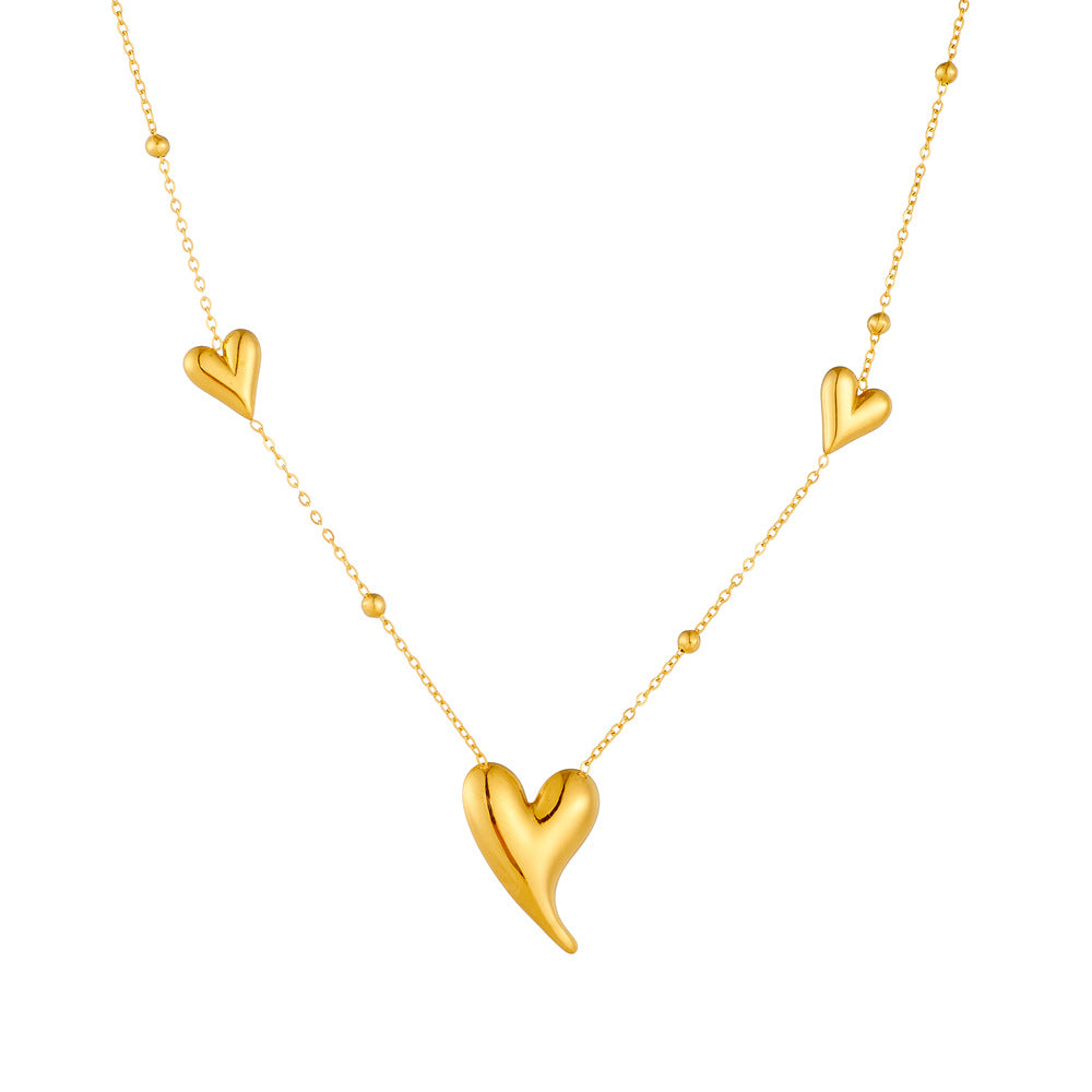 Minimalist Elegant Gold Plated Heart Stainless Steel Necklace Cable Chain