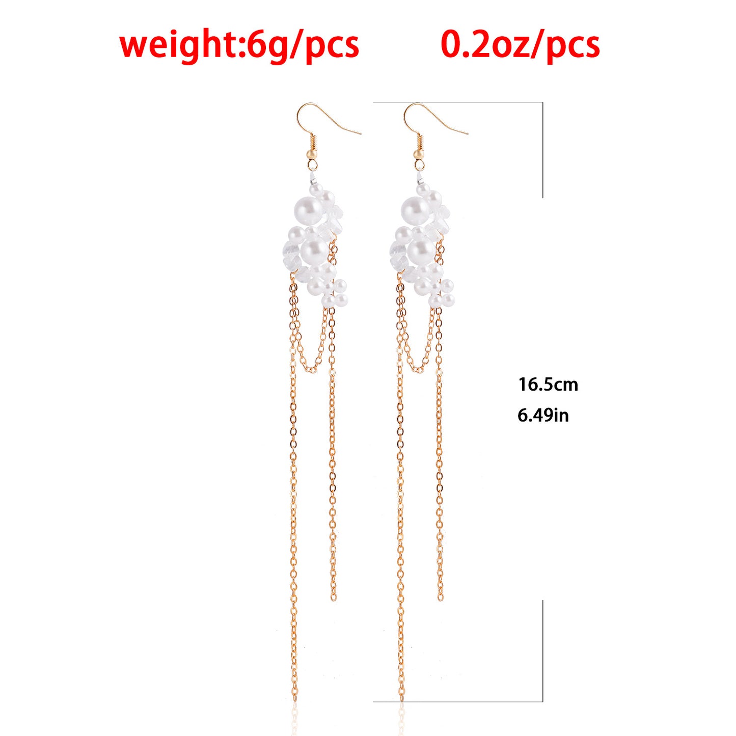 Minimalist Geometric Moon-Shaped Alloy Earrings for Women with Plated Finish and Pearl-Like Tassel Detail