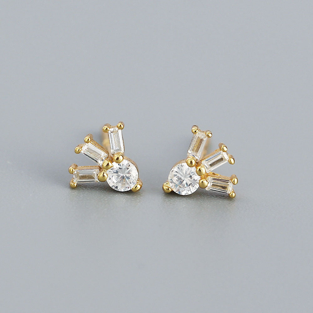 Orecchini minimalistici geometrici quadrati con zirconi cubici in argento sterling 925