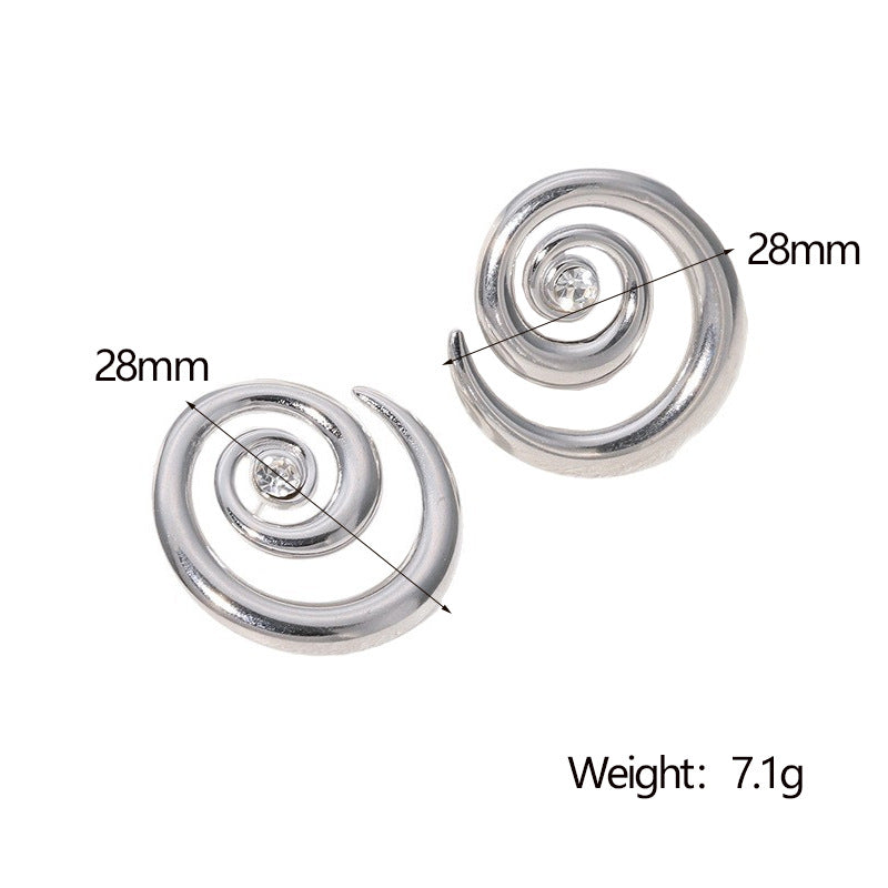 Minimalist Geometric Stainless Steel Earrings with 18K Gold Plating and Rhinestone Accents for Women