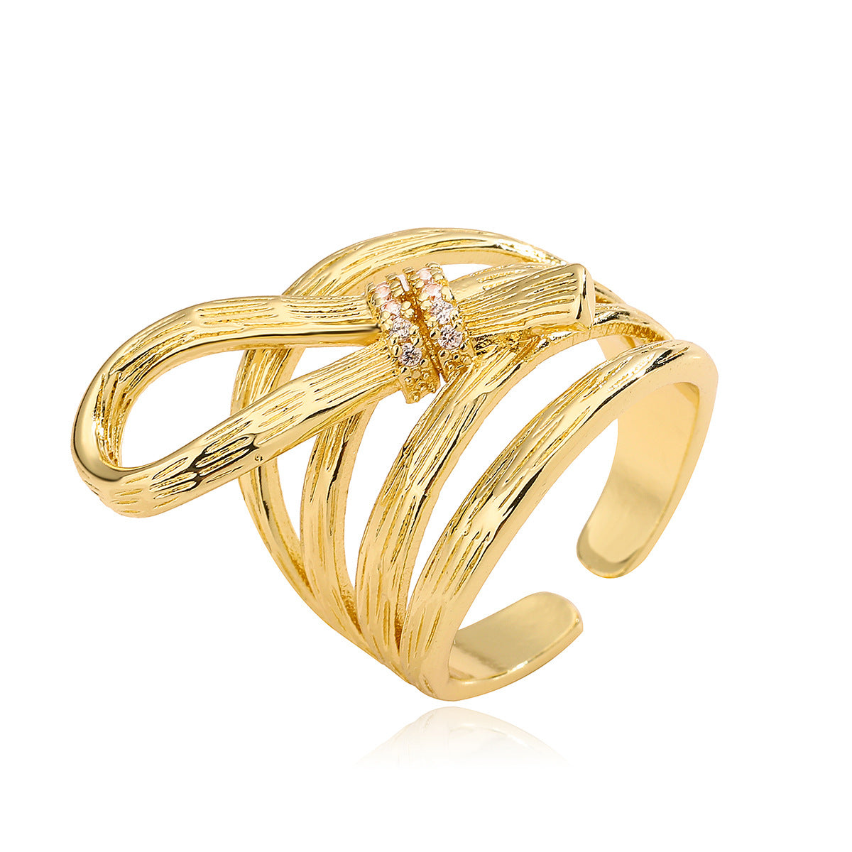 Anello aperto geometrico irregolare da donna in rame placcato oro 18 carati, gioiello di tendenza all'avanguardia