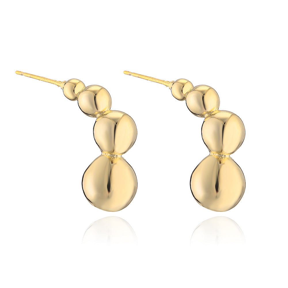 Minimalist Geometric Gold Plated Brass Earrings with 925 Sterling Silver Posts for Women