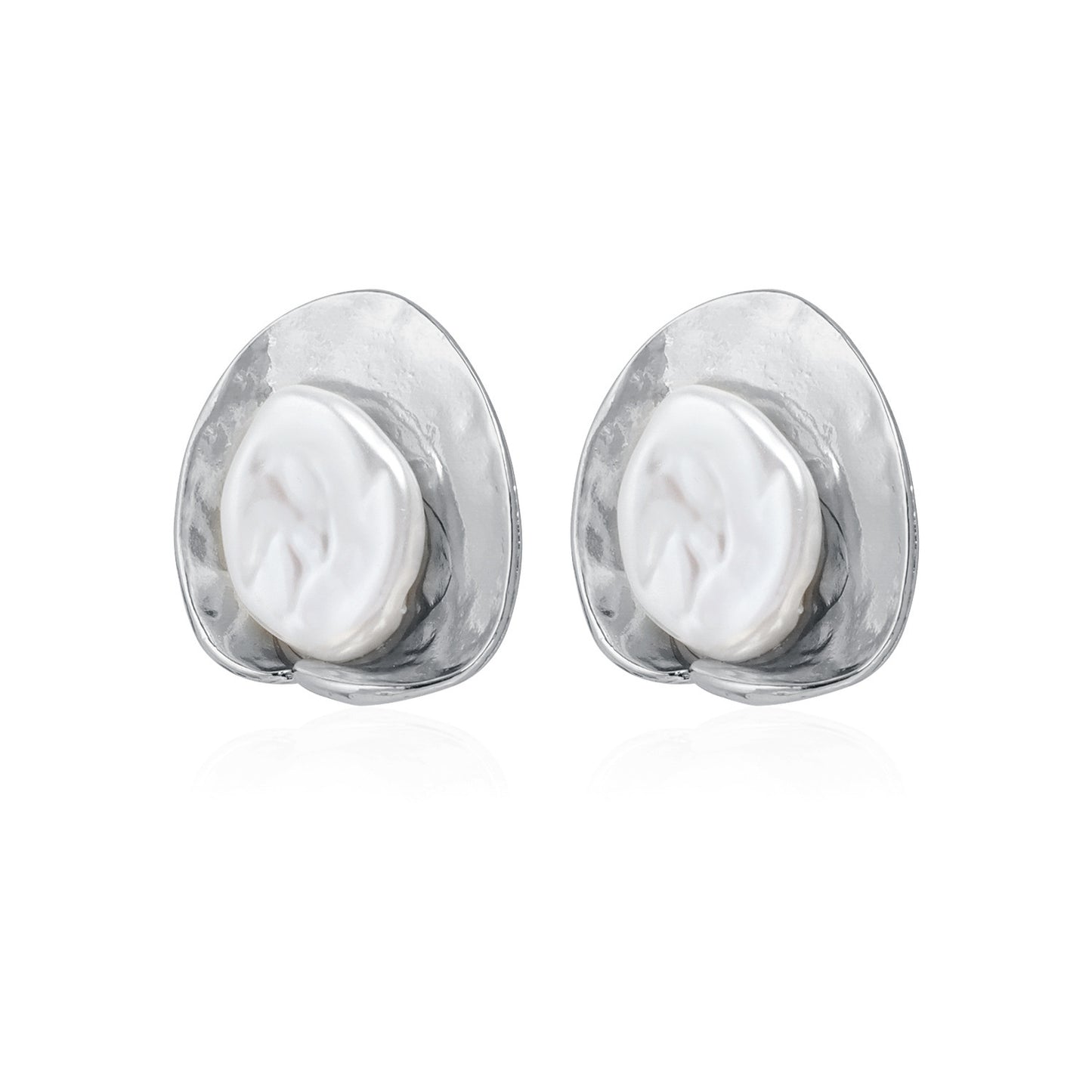 Vintage Geometric Oval Mother of Pearl Inlay Plated Zinc Alloy Earrings for Women