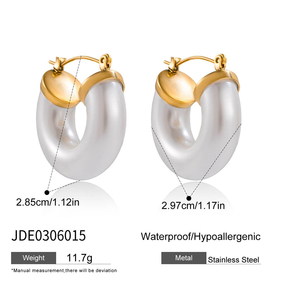 Pendientes geométricos de acero inoxidable con perlas de resina, bañados para un acabado de lujo resistente a la decoloración