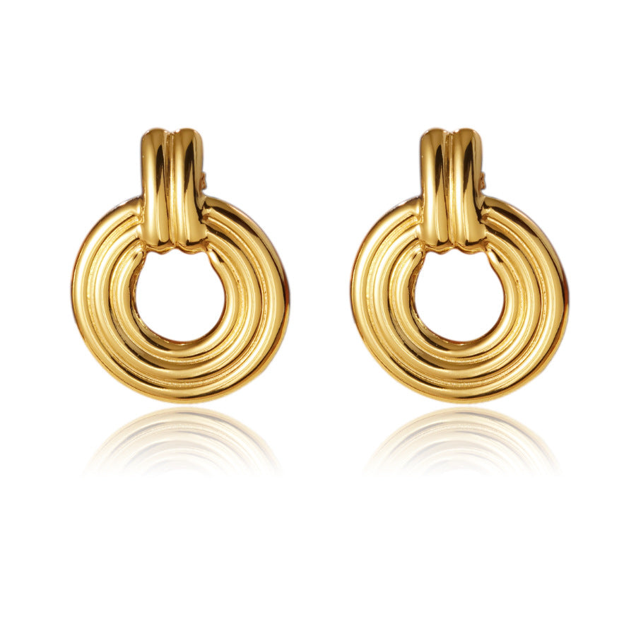Orecchini da donna minimalisti, eleganti, geometrici, a cerchio vuoto, in acciaio inossidabile placcato