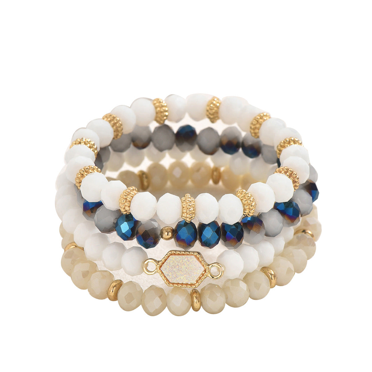 Pulsera de cuentas de cristal geométrica para mujer con incrustaciones de diamantes de imitación, diseño en forma de diamante, accesorio de uso diario moderno y versátil