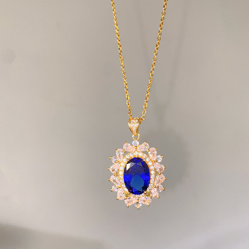 Vintage Sweet Sporty Heart Fruit Cubic Zirconia Plated Titanium Steel Necklace with Brass Pendant Cable Chain