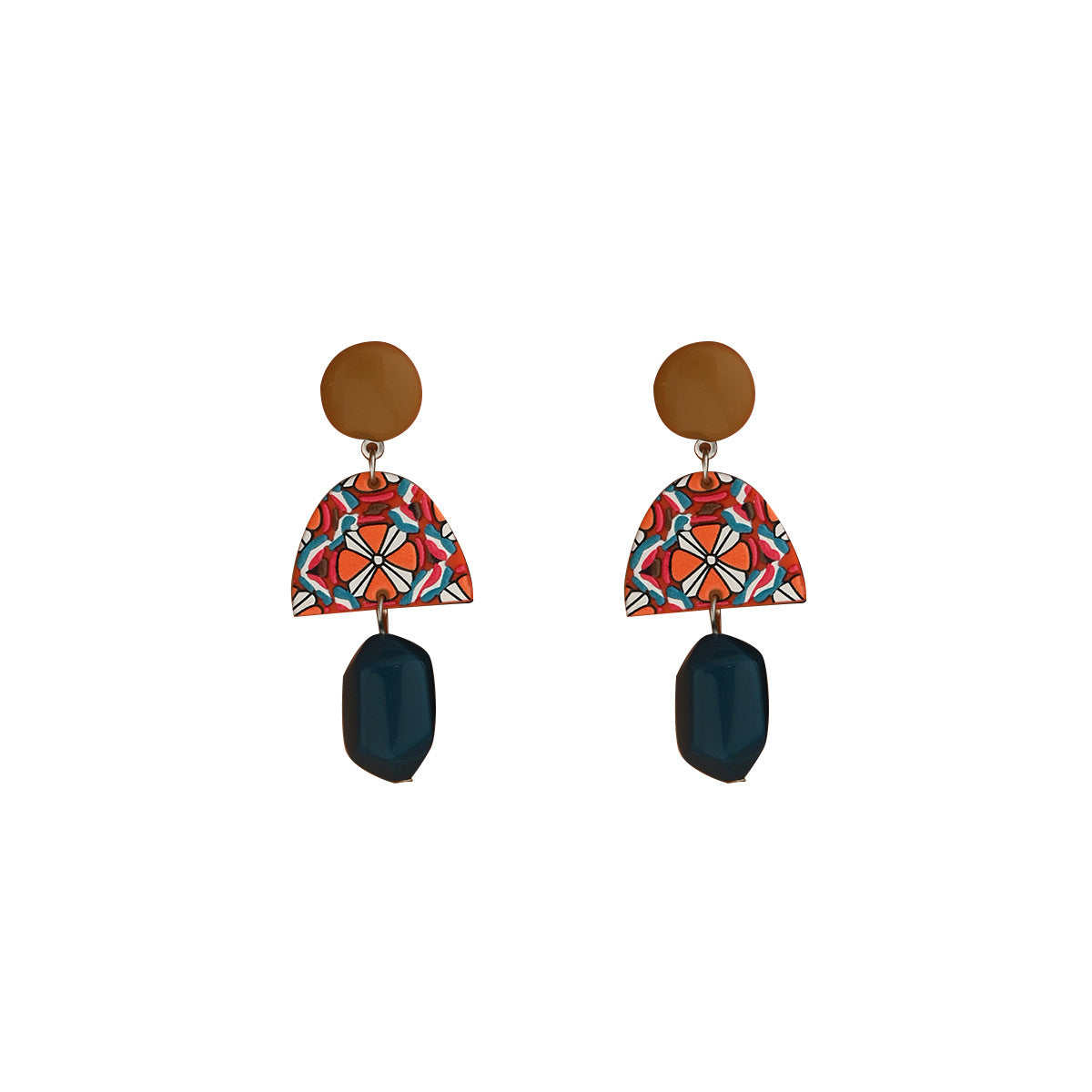 Pendientes Geométricos Minimalistas para Mujer de Aleación de Zinc con Incrustaciones de Piedras Preciosas en Formas Redondas, Cuadradas y Circulares
