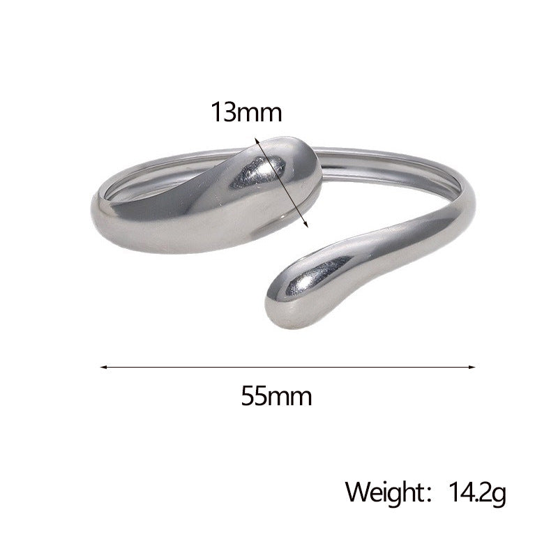 Minimalist Stainless Steel Open Bangle Bracelet with 18K Gold Plating Titanium Steel Finish for Women