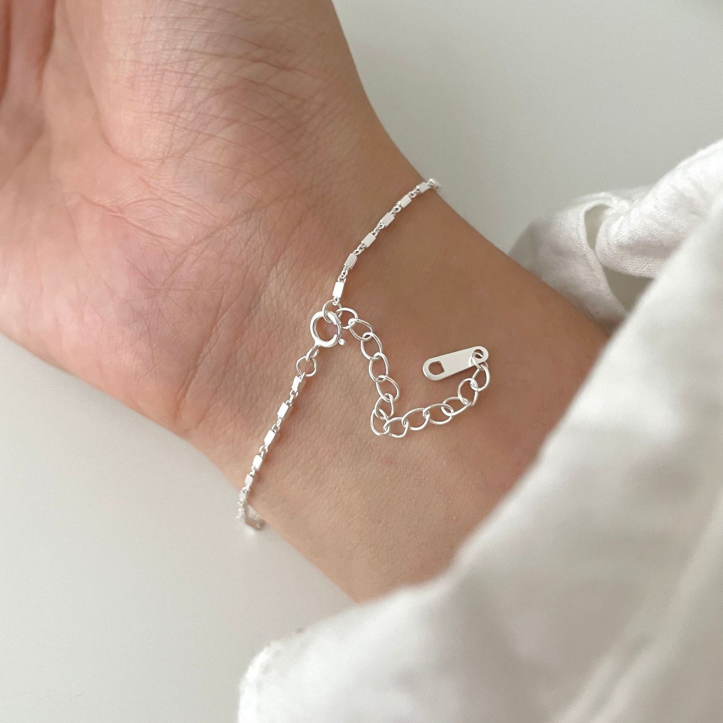 Minimalist Square Shape S925 Sterling Silver Bracelet with Plated Finish for Women