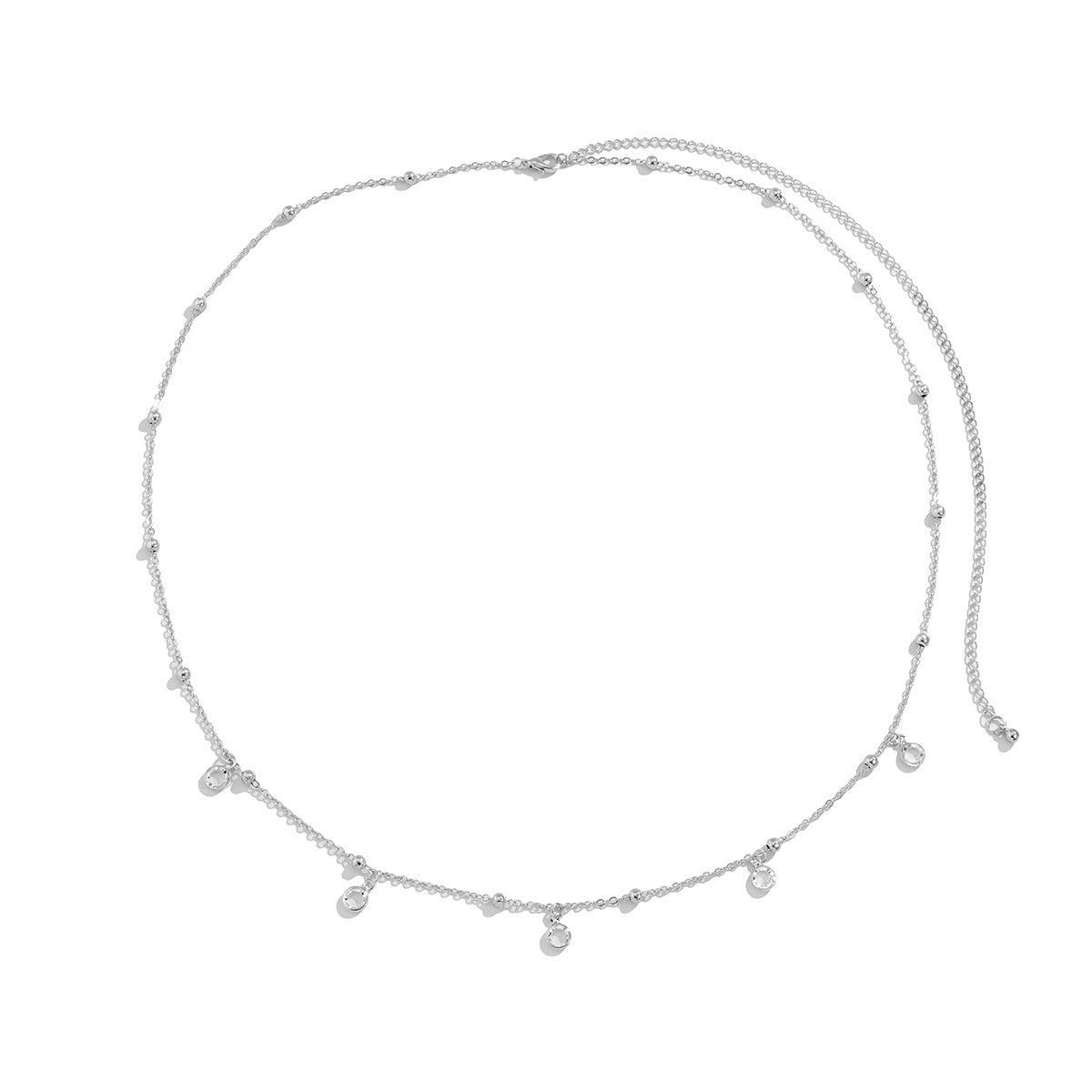Minimalist Hip-hop Metal Chain Body Belt with Imitation Crystal and Tassel for Women