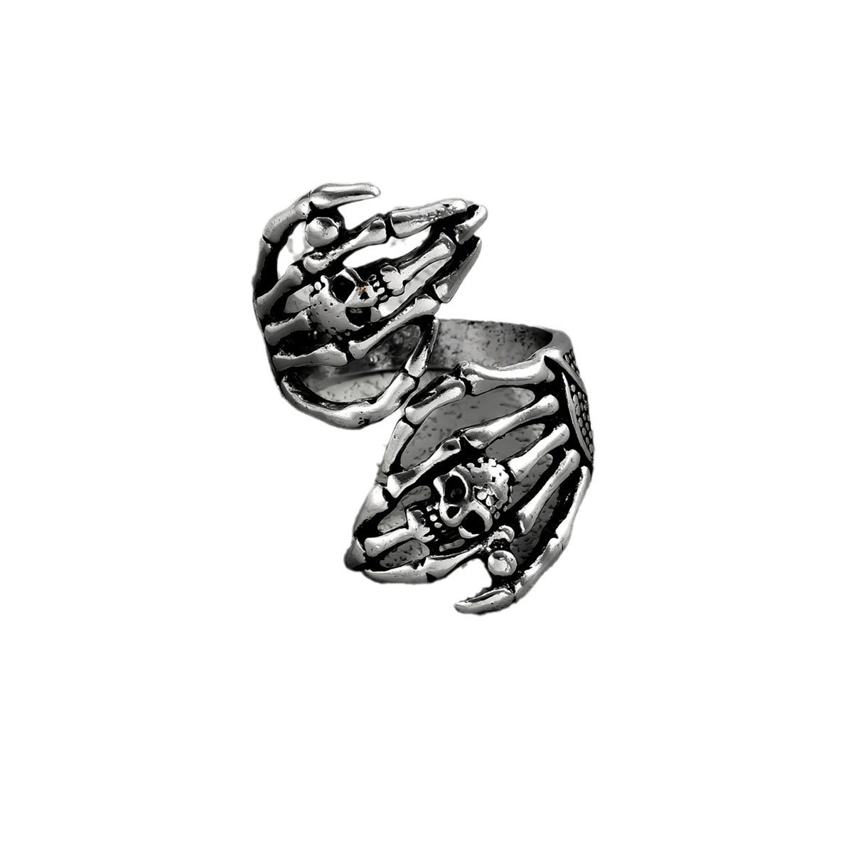 Anillo Abierto Geométrico Punk Vintage para Mujer Hecho de Aleación de Zinc con Acabado Desgastado y Diseño Octogonal
