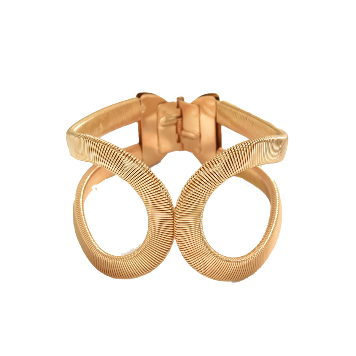 Minimalist Exaggerated Spring-Fold Wrap Bracelet for Women in Alloy with Plated Finish and U-Shaped Design