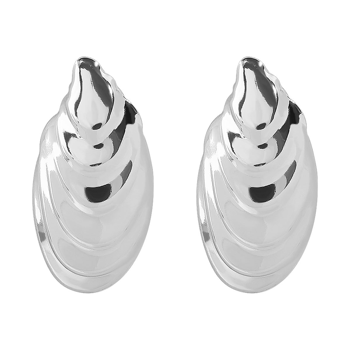 Pendientes geométricos de concha de inspiración vintage para mujer con acabado de hierro galvanizado