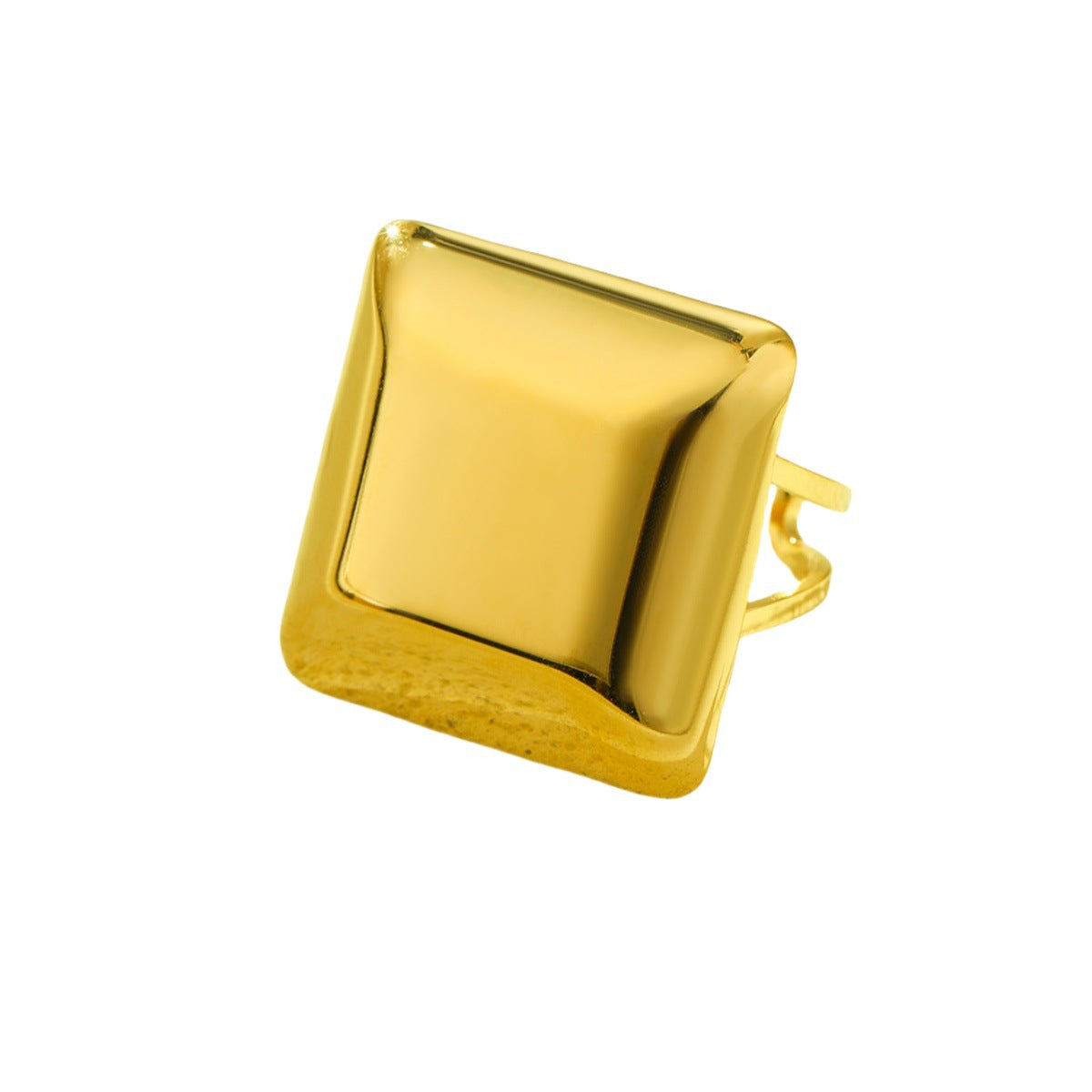 Anello Minimalista Quadrato Regolabile da Donna in Acciaio al Titanio con Finitura Lucida e Superficie Placcata