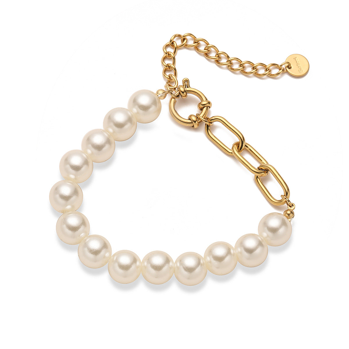 Vintage Fashion Minimalist Geometric Stainless Steel Bracelet with 18K Gold Plating for Women