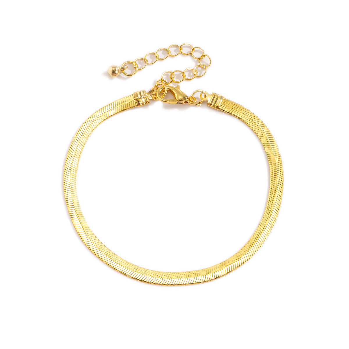 Minimalist Geometric Brass Snake Chain Bracelet for Women