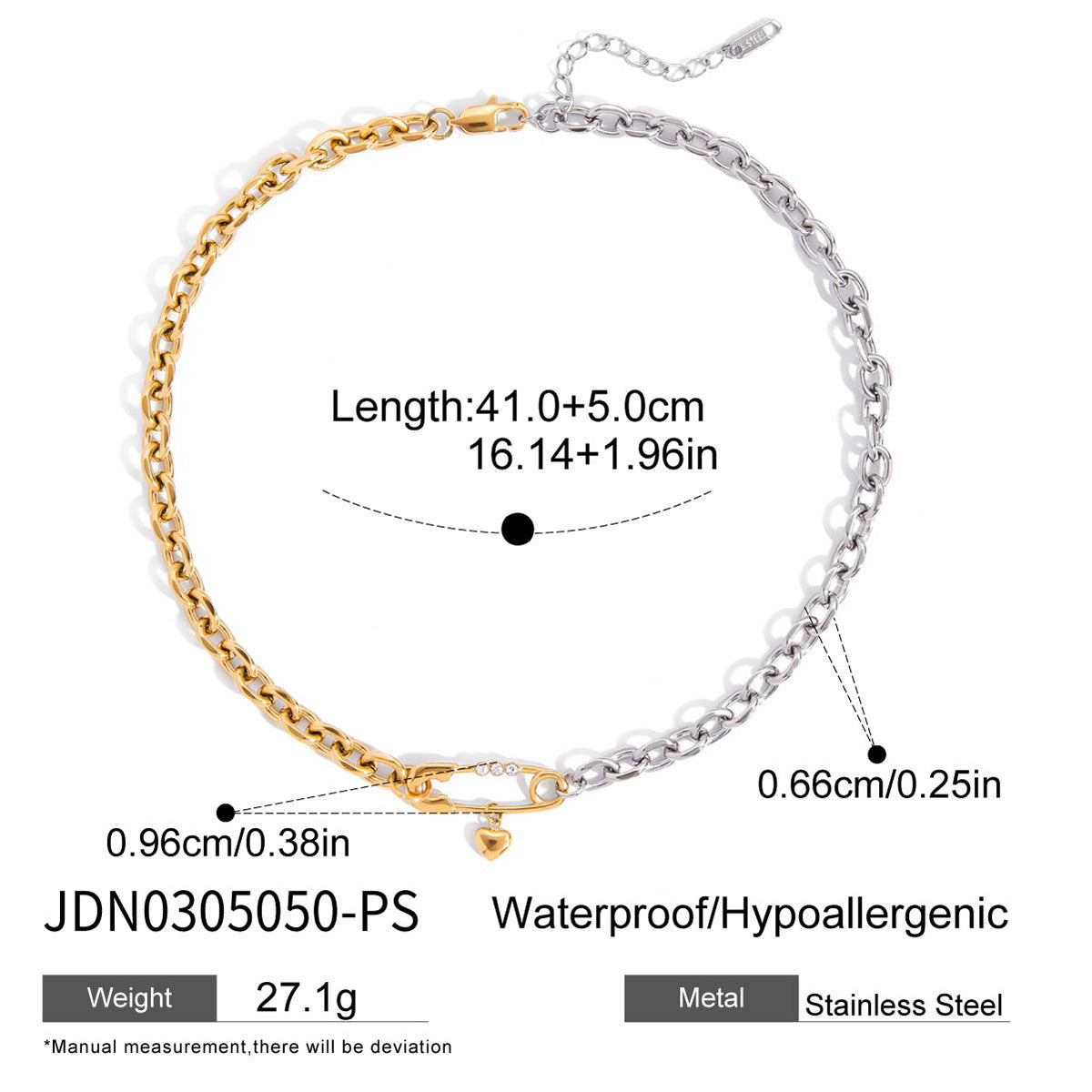Collar con colgante de clip geométrico minimalista de acero inoxidable chapado en oro de 18 quilates con cadena de acero de titanio para mujer