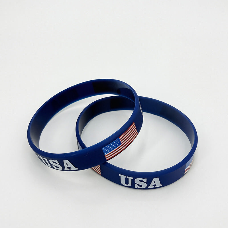 Minimalist Round Resin Bracelet with Printed Flag Design Unisex Wristband
