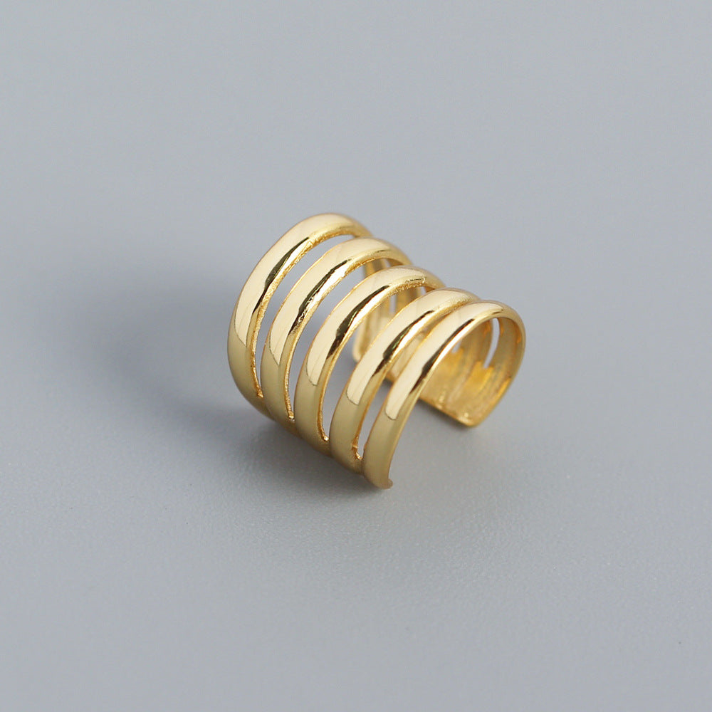Sweet-Edgy Geometric Line-Designed S925 Sterling Silver Clip-On Ear Cuffs for Non-Pierced Ears