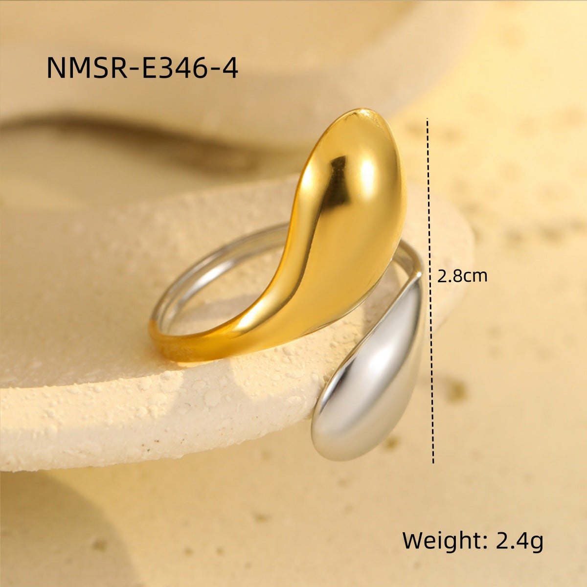 Anello da donna placcato in acciaio inossidabile con design estetico di lusso geometrico vintage