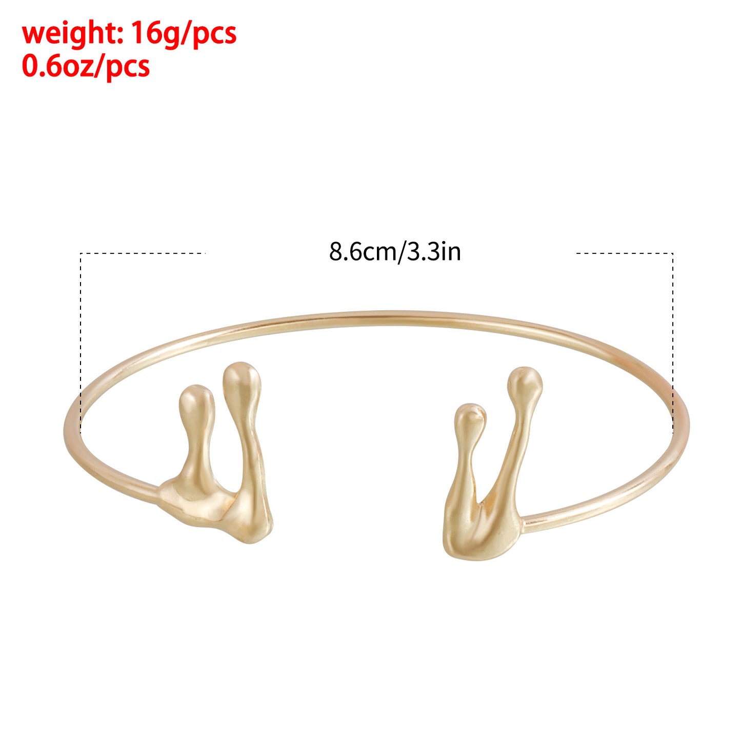 Brazalete Abierto Minimalista Geométrico Estilo Lava para Mujer con Acabado Metálico y Superficie Galvanizada