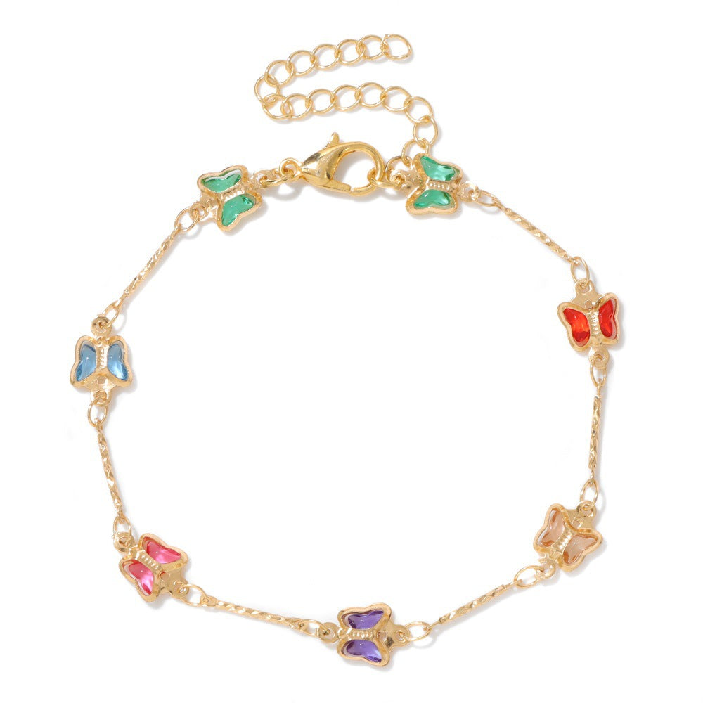 Braccialetto da donna con ciondolo a farfalla placcato in oro 18K