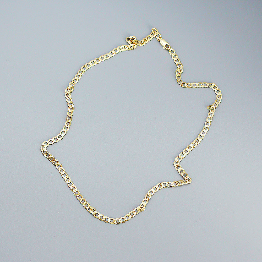 Collar minimalista unisex de plata de ley 925 con cadena cubana geométrica bañada para uso diario