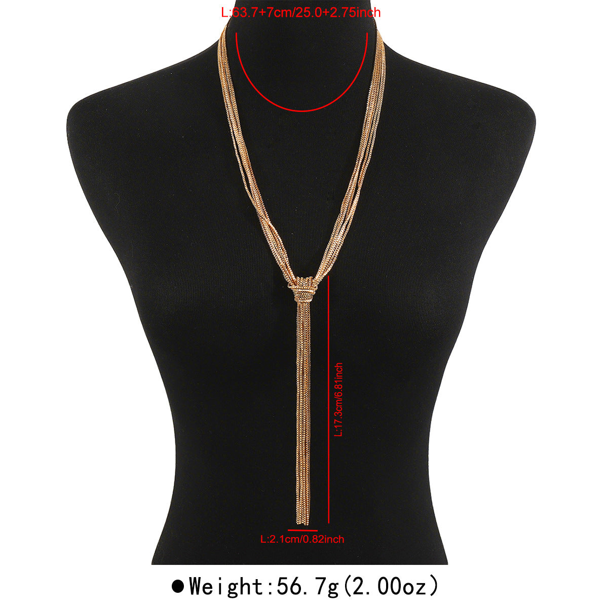 Collana con ciondolo a nappa chic da donna con design geometrico, collana a Y in lega di zinco su catena a serpente con finitura placcata