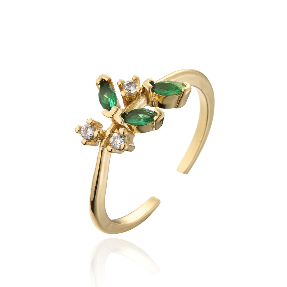 Anello Aperto Geometrico Stile Ins Placcato Oro 18K Rame Micro Pavé Zircone Gioielli Moda Donna