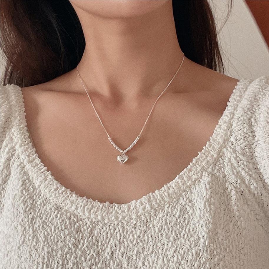 Collana a cuore minimalista in argento sterling 925 con finitura lucida