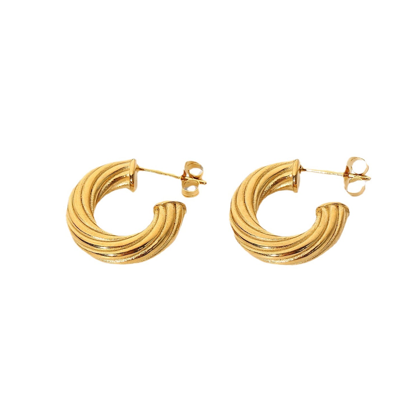 Pendientes de Acero Inoxidable Geométricos Retorcidos de Moda con Baño de Oro de 18K para Mujer