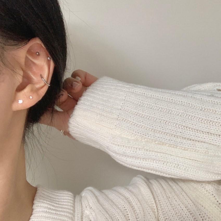 Minimalist Water-Drop-Shaped 925 Sterling Silver Stud Earrings with Zircon Inlay for Women