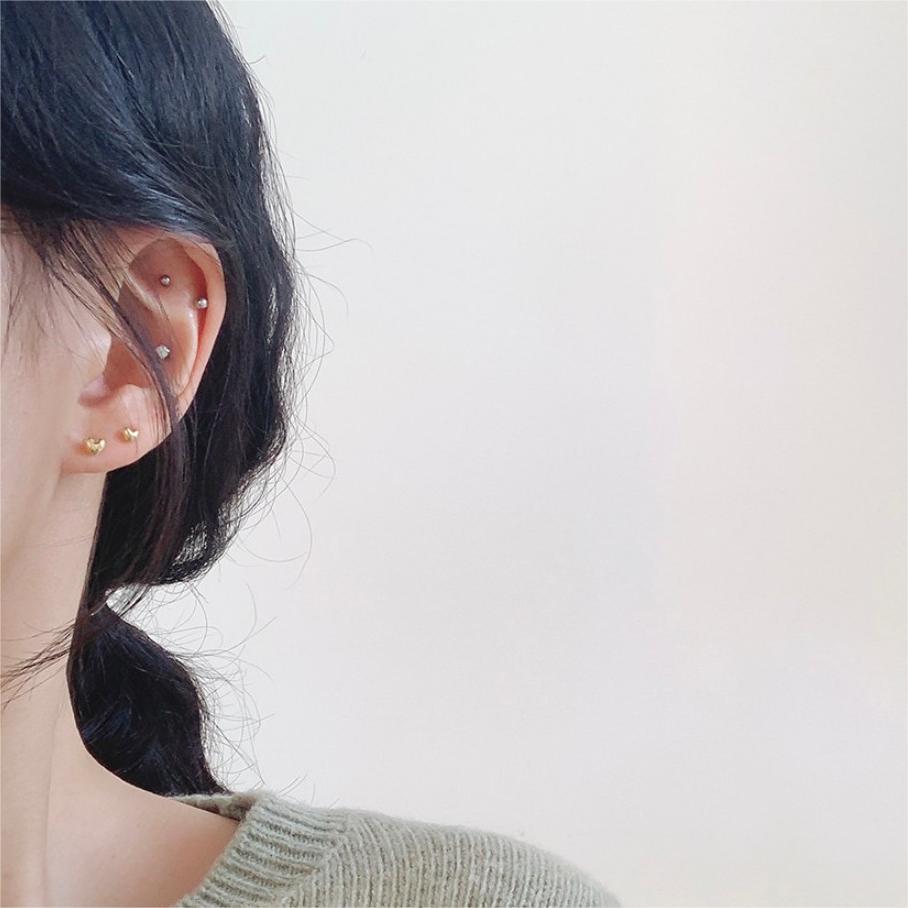 Orecchini a perno da donna a forma di cuore, minimalisti, in argento sterling 925 con opzione placcatura oro