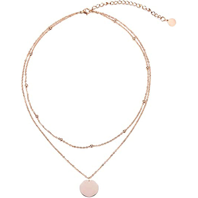 Minimalist Geometric Stainless Steel Pendant Necklace with Polished Finish for Layering