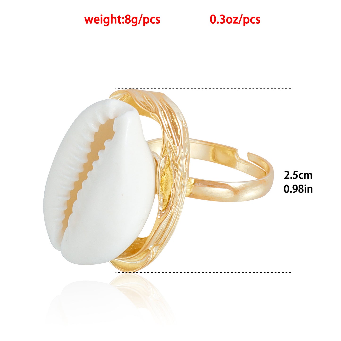 Minimalist Geometric Shell Ring for Women with Plated Metal Band