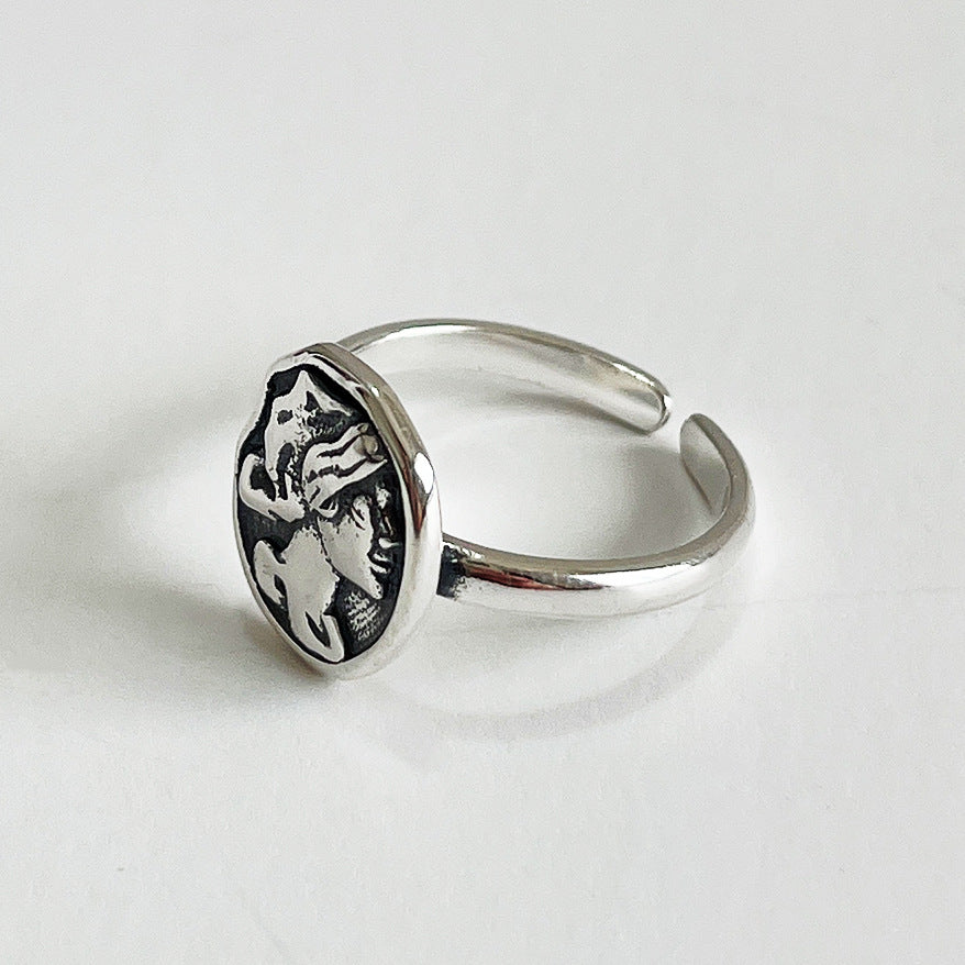 Anillo geométrico de plata de ley 925, vintage, minimalista, artístico, bohemio
