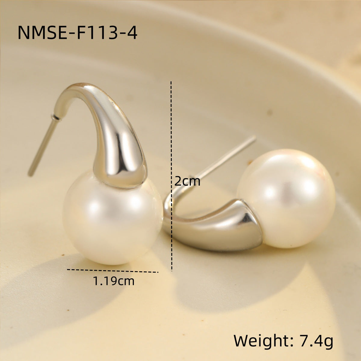 Orecchini Eleganti da Donna in Acciaio Inossidabile Stile Perla con Finitura Placcata, Minimalisti per Ufficio