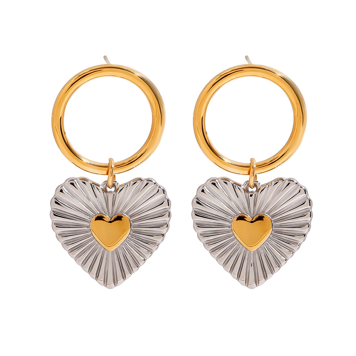 Orecchini a perno minimalisti a forma di cuore in acciaio al titanio placcato per donna, gioielli di moda ipoallergenici e resistenti allo sbiadimento