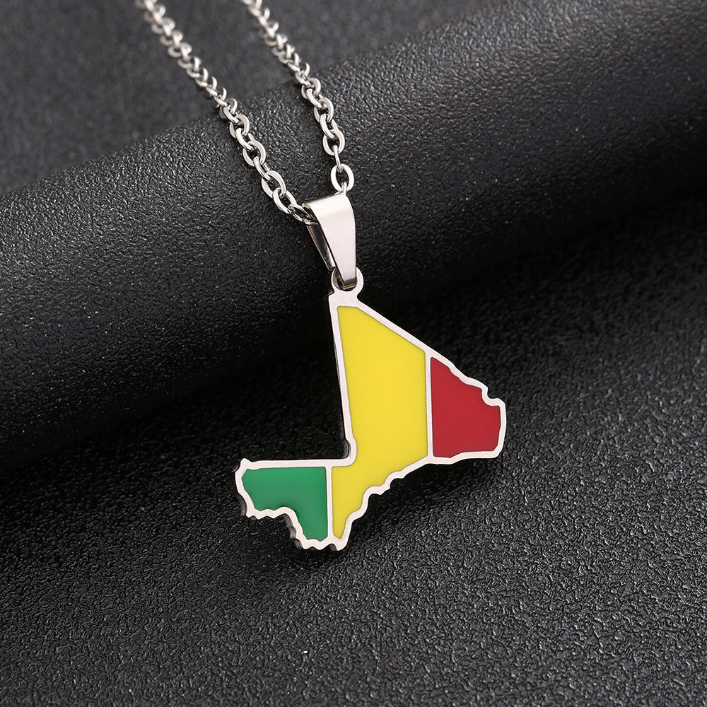 Collana con ciondolo in acciaio inossidabile placcato titanio stile etnico geometrico con catena a maglie per unisex