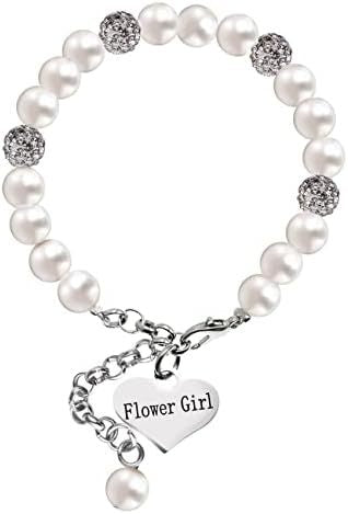 Sweet Heart Shape Resin Pearl Rhinestone Bracelet for Unisex