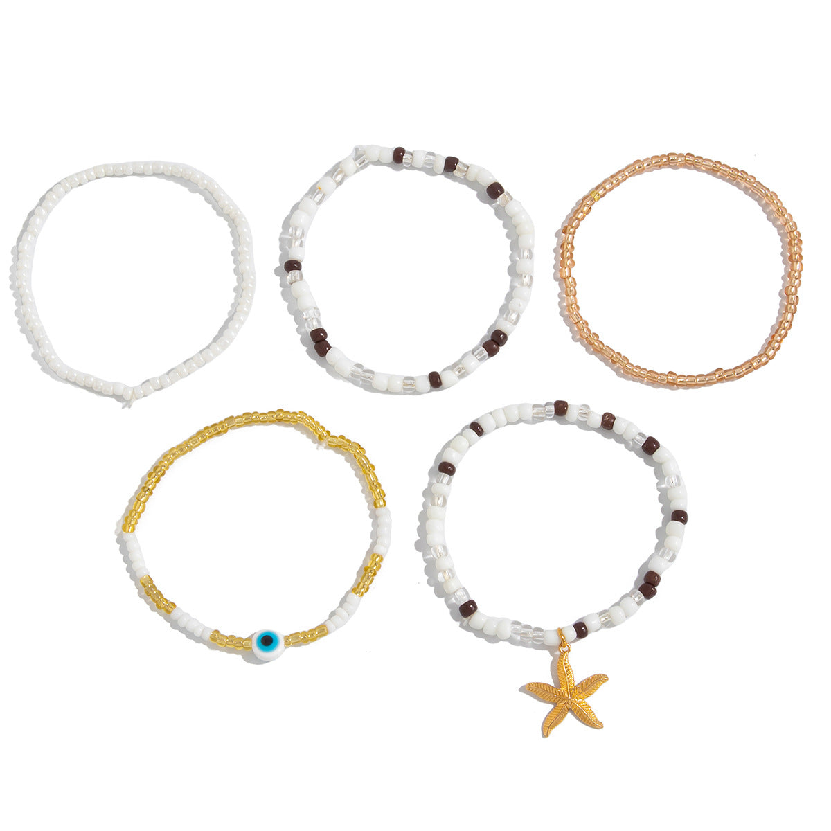 Bohemian Sweet Star Zinc Alloy Bracelet with Seed Beads for Women