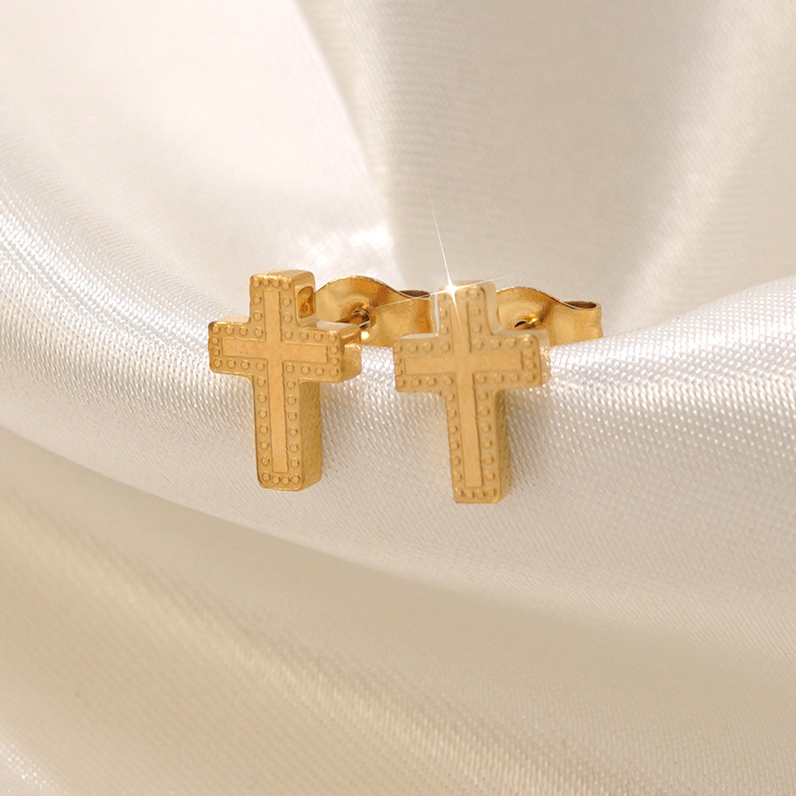 Vintage Elegant Gold Plated Stainless Steel Cross Necklace Set